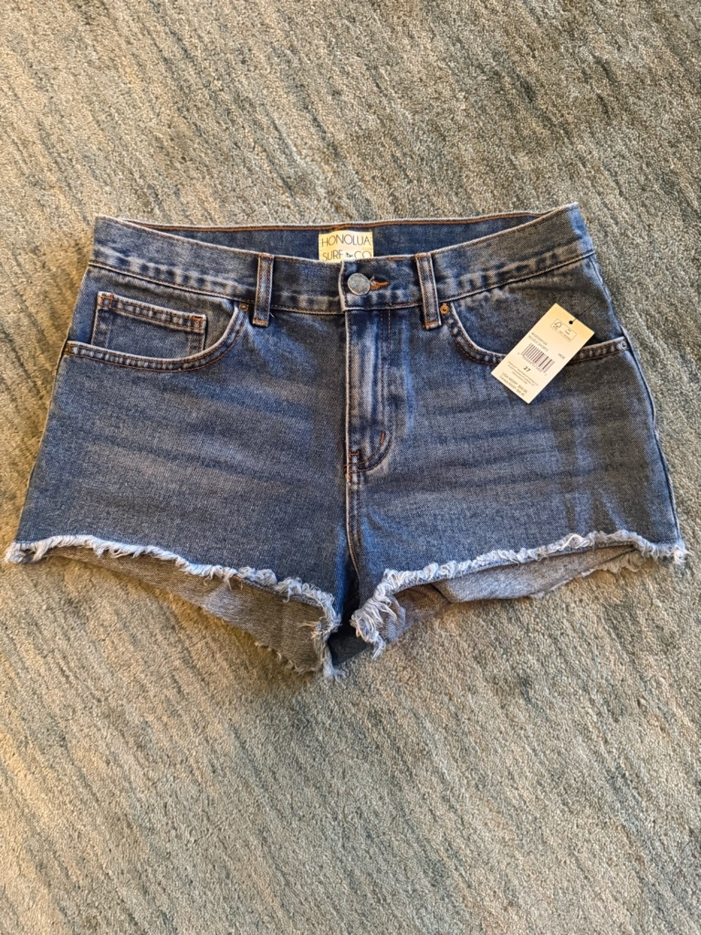 Madewell Blue Denim Frayed Hem Jean Shorts
